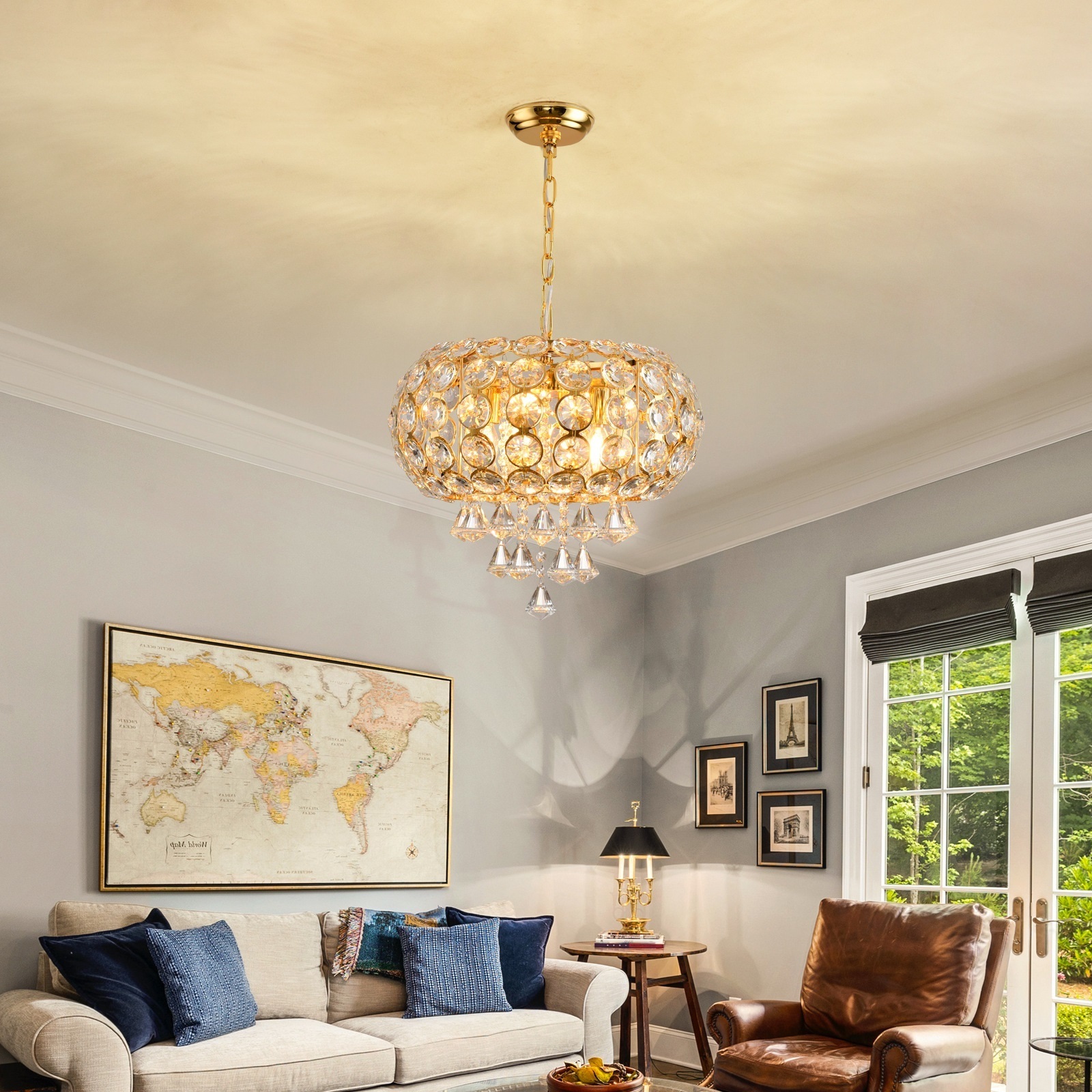 10 Lights Gold Finish Empires Crystal Chandelier Lighting for Dining Room Living Room Foyer Hallway Bedroom Entryway