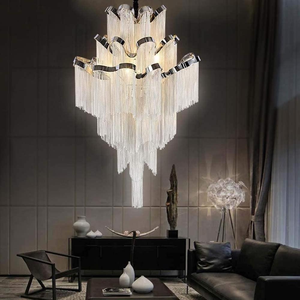 Modern Chandeliers Creative Luxury Tassel Aluminum Chain led Ceiling Pendant Lights