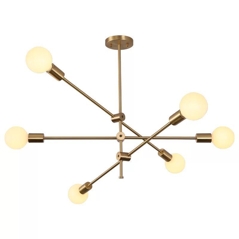 Sputnik Chandelier 6 Lights Modern Linear Pendant Lighting Ceiling Light Fixture