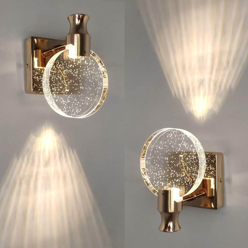 Modern LED Bubble Crystal Chrome Lamp Bathroom Vanity Lighting Mirror Foyer Wall Sconce