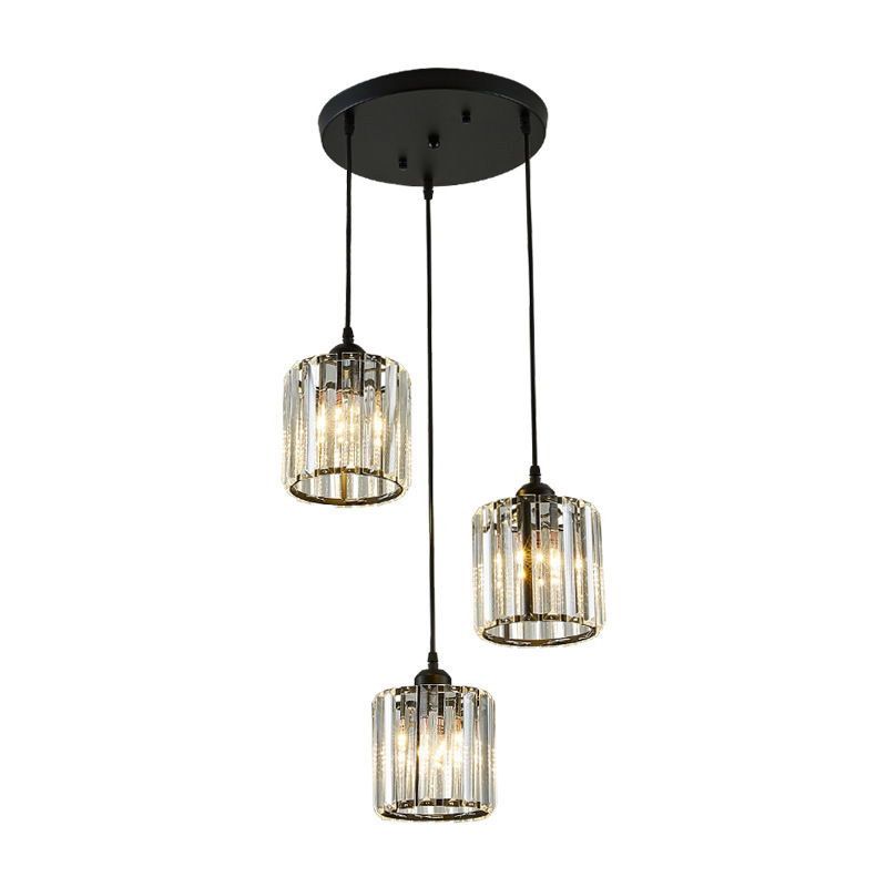 Modern 3 lights Crystal Pendant Light Fixture Adjustable Hanging Light for Dining Room Kitchen