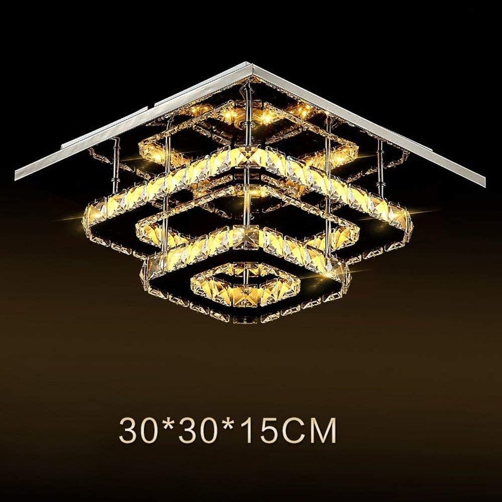 Modern Decorative 36W 2 Square Rings Crystal Ceiling Light Led Ceiling Lamp Flush Mount Light Fixtures AC85-260v Bathroom Foyer