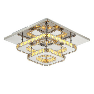 Modern Decorative 36W 2 Square Rings Crystal Ceiling Light Led Ceiling Lamp Flush Mount Light Fixtures AC85-260v Bathroom Foyer