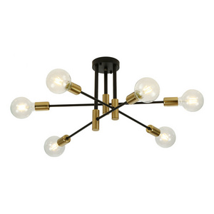 Mid Century Modern Sputnik Chandelier Light Fixture Semi Flush Mount Ceiling Light Adjustable Arm Pendant Lighting for Kitchen