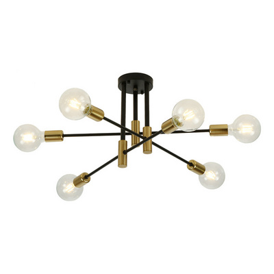 Mid Century Modern Sputnik Chandelier Light Fixture Semi Flush Mount Ceiling Light Adjustable Arm Pendant Lighting for Kitchen