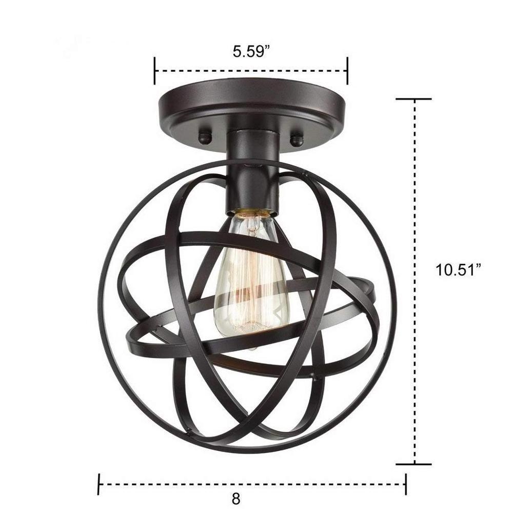 Ecopower Antique Spherical Flush Mount Ceiling Light Metal Globe Fixture with Cage