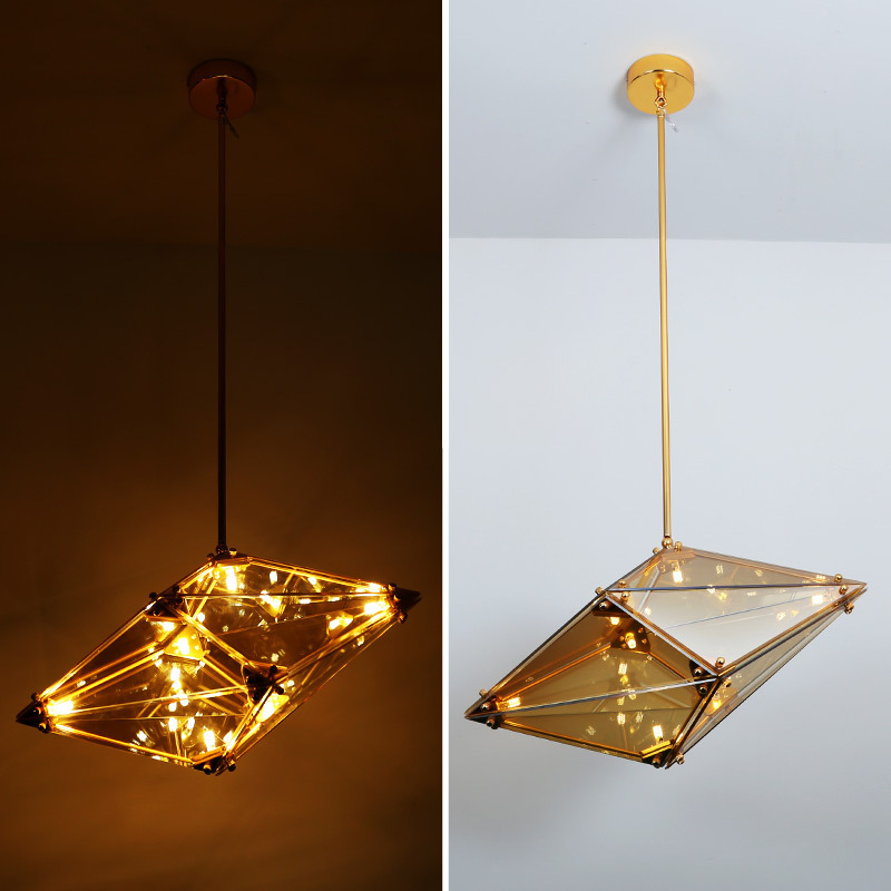 Shinetime Unique Design G4 base bulb Ceiling light  Black Amber Grey Glass Chandelier Pendant light