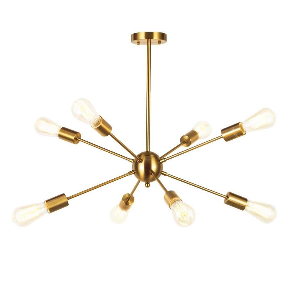 8 Chandeliers Lights Sputnik Fixtures Deeper Gold Semi Flush Mount Ceiling Style