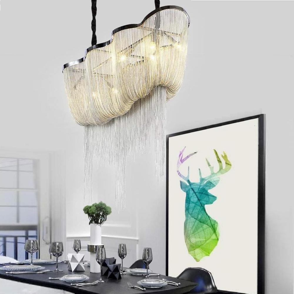 Modern Contemporary Chandelier 8 Lights Aluminum Chain Island Pendant Ceiling Lighting Fixture