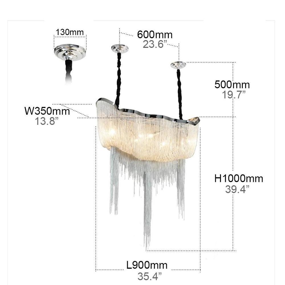 Modern Contemporary Chandelier 8 Lights Aluminum Chain Island Pendant Ceiling Lighting Fixture