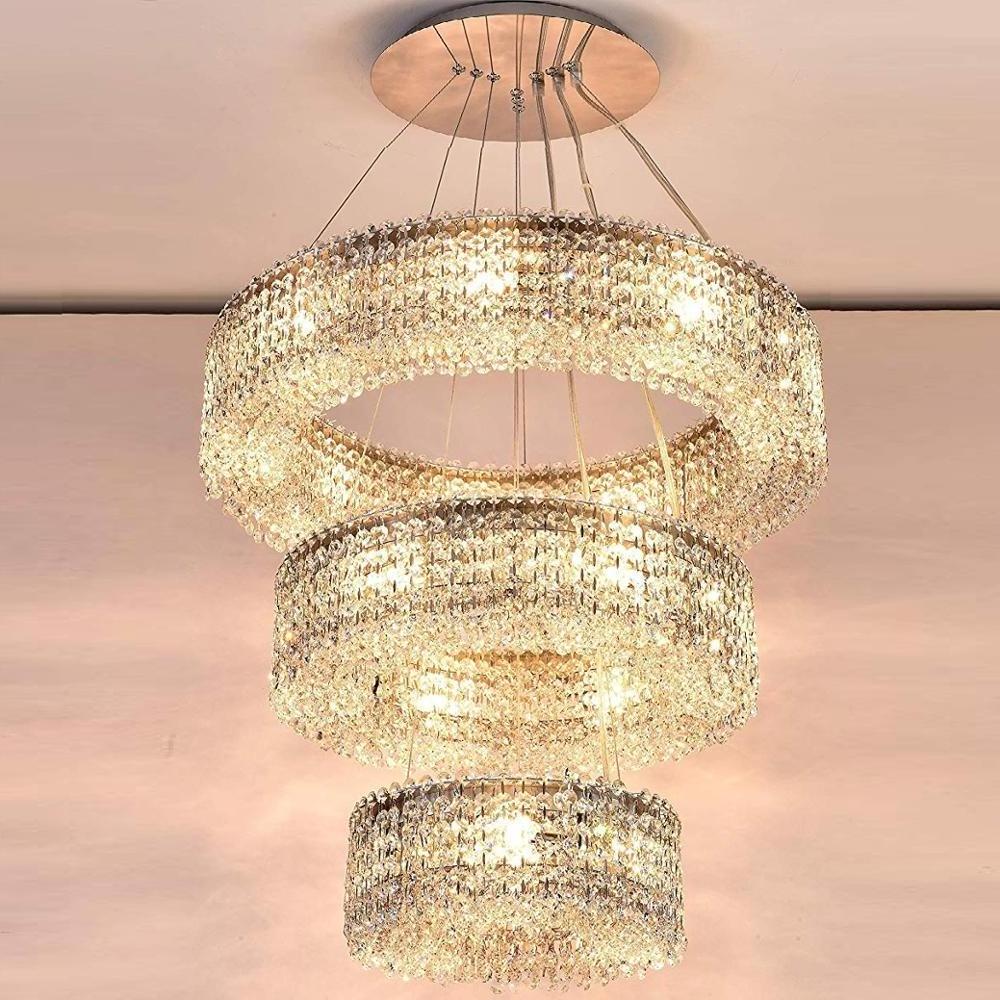 French Empire Modern k9 Crystal Chandelier Foyer Pendant Ceiling Light Fixture