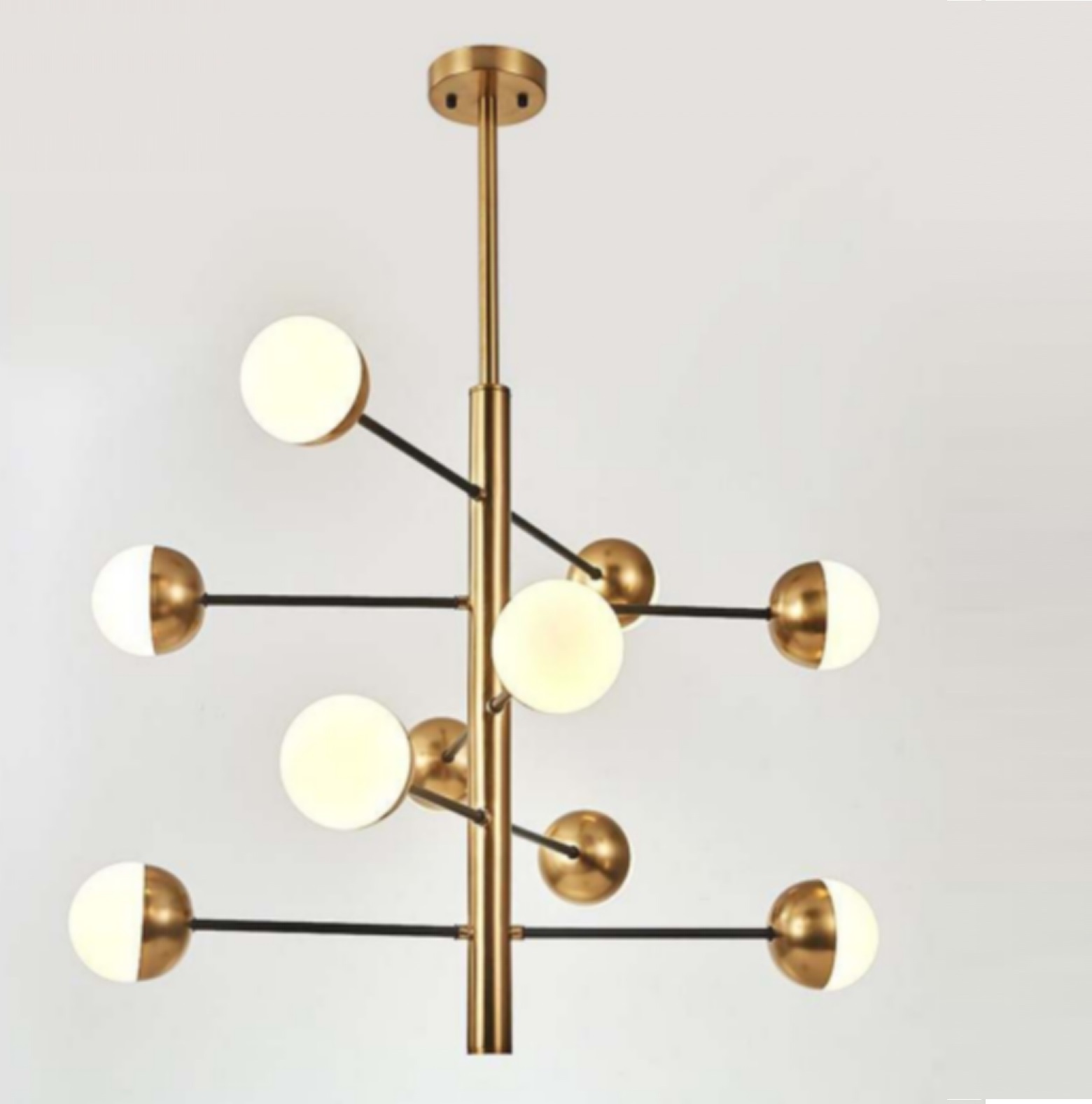 Modern Sputnik Chandelier  6 Lights Brushed Brass Chandelier Mid Century Pendant Lighting Gold Ceiling Light Fixture