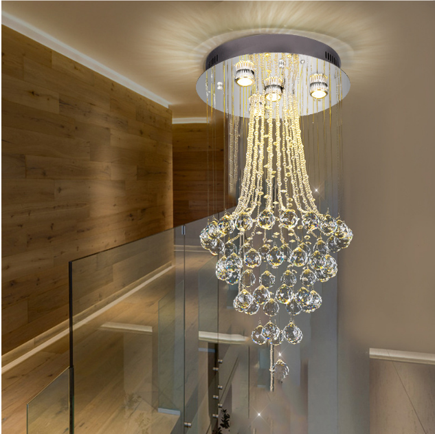 Contemporary gold led pendant light rain drop crystal chandelier lighting