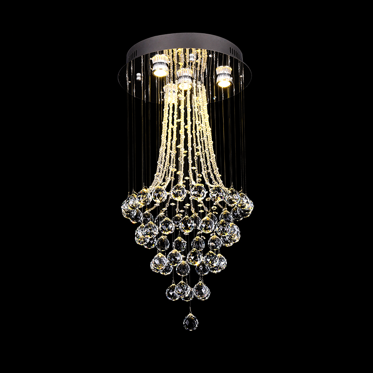 Contemporary gold led pendant light rain drop crystal chandelier lighting