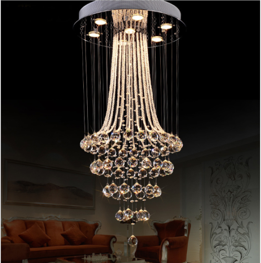 Contemporary gold led pendant light rain drop crystal chandelier lighting