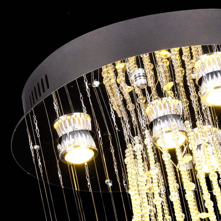 Contemporary gold led pendant light rain drop crystal chandelier lighting