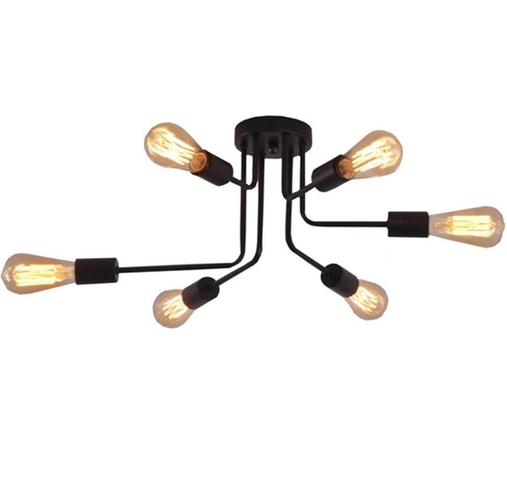 Shinetime 6 Lights Black color Modern Chandelier Mid-Century Ceiling Light