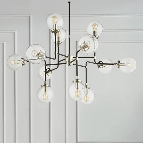 Shinetime 12 Light 47 inch Hand-Rubbed Antique Brass Chandelier Ceiling Light in White Glass