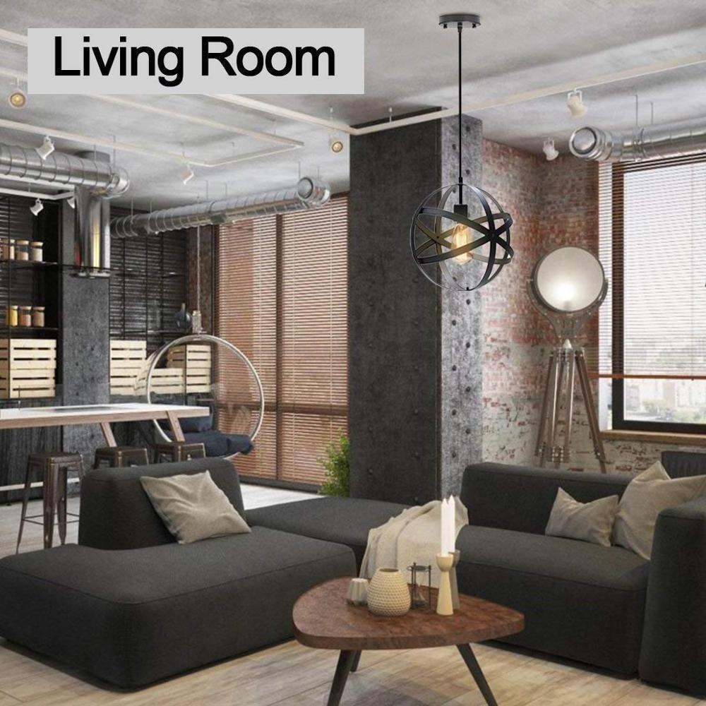 Industrial Metal Spherical Pendant Light Rustic Chandelier Vintage Hanging Cage Globe Ceiling Light Fixture