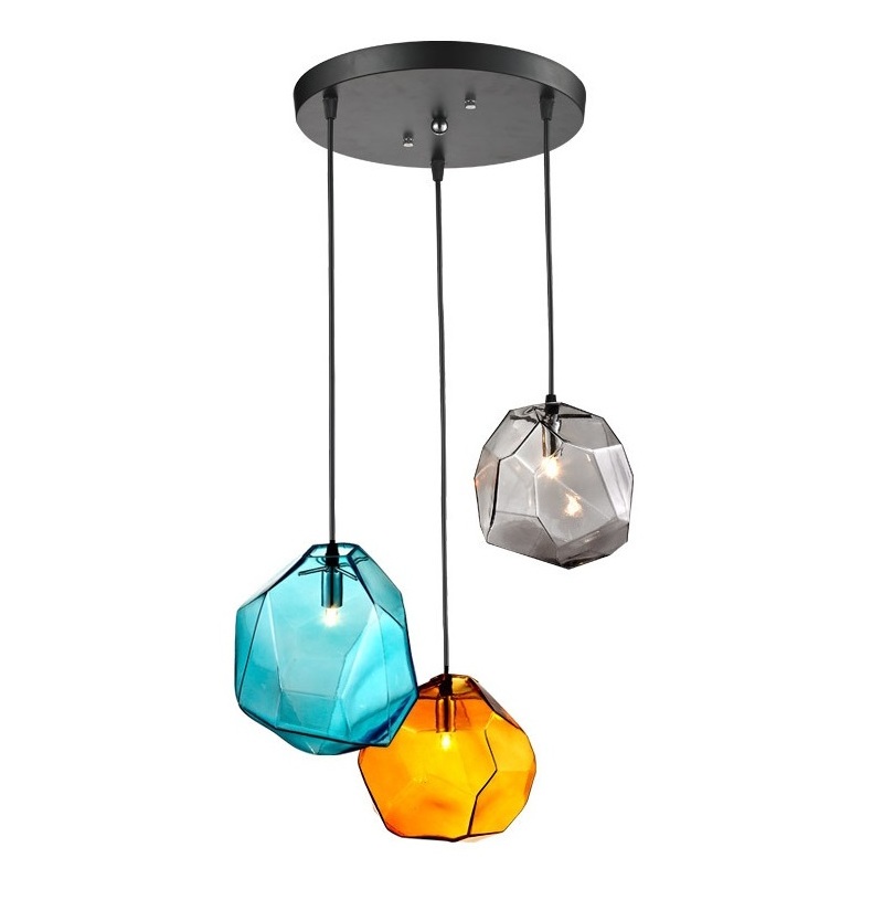 colorful seeded glass Industrial Style one Light LED Close to Ceiling Light with Glass Shade pendant light