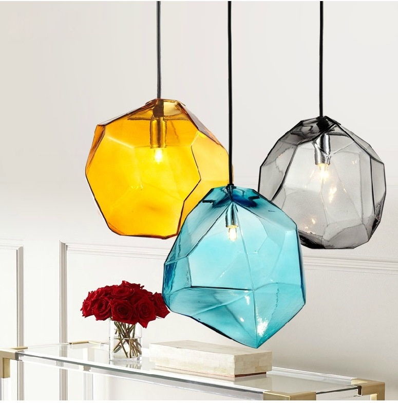 colorful seeded glass Industrial Style one Light LED Close to Ceiling Light with Glass Shade pendant light