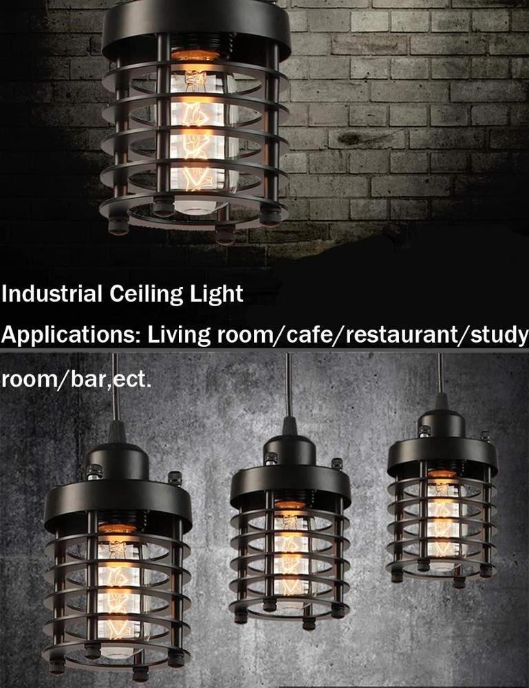 Industrial Pendant Light E26 E27 Base Edison Caged Industrial Hanging Pendant Light Vintage Mini Pendant Light Fixture