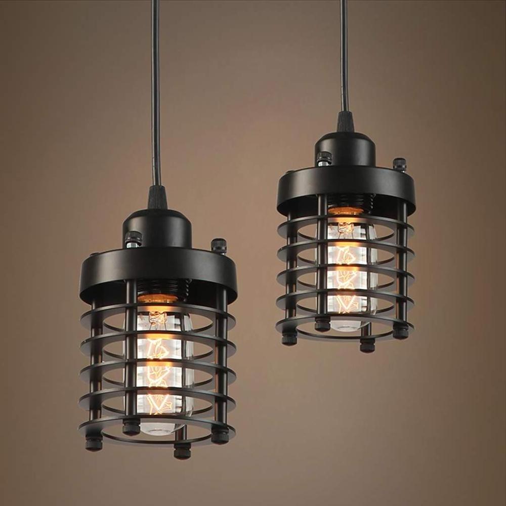 Industrial Pendant Light E26 E27 Base Edison Caged Industrial Hanging Pendant Light Vintage Mini Pendant Light Fixture