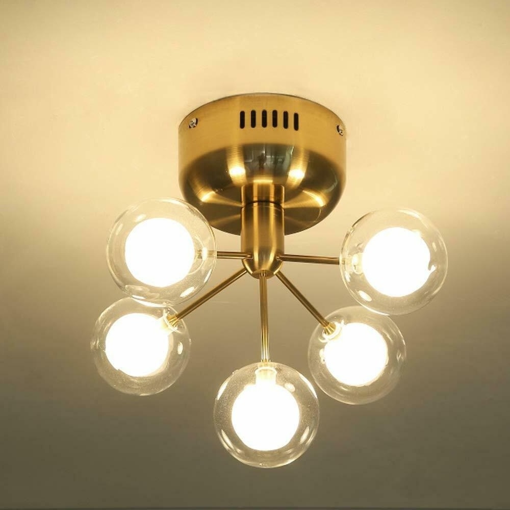 shinetime 5-Light Sputnik Chandelier Globe Ceiling Light G4 Bulbs Included