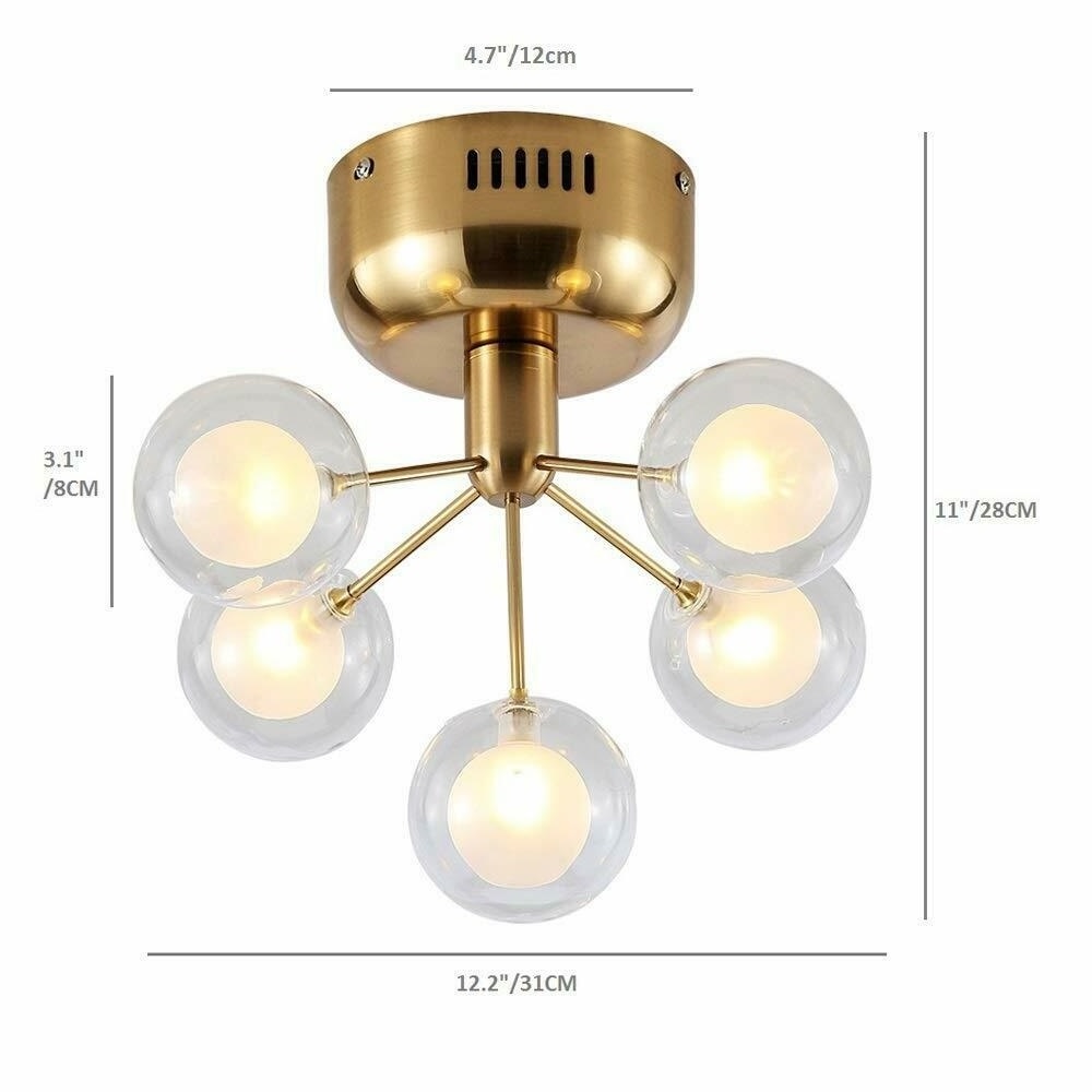 shinetime 5-Light Sputnik Chandelier Globe Ceiling Light G4 Bulbs Included