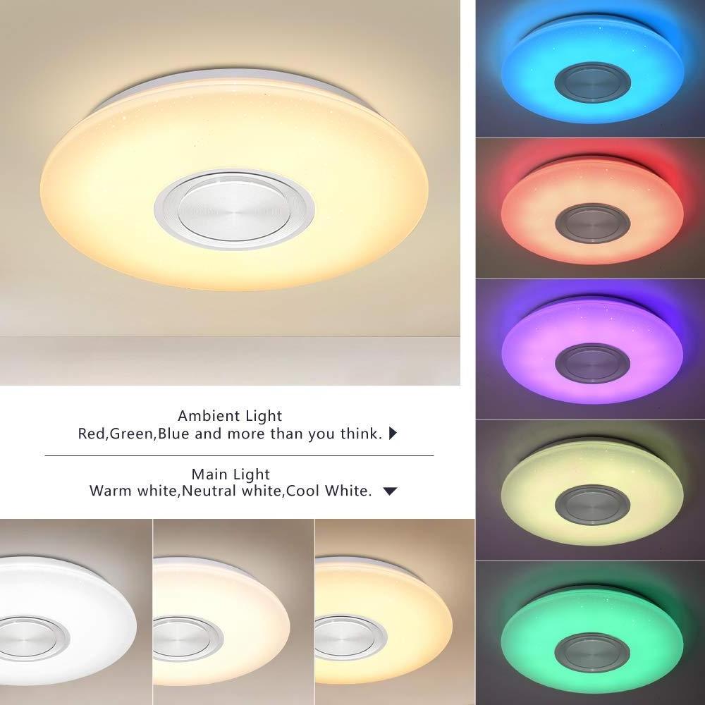 LED Ceiling Light with Remote Control App Control and Speaker MP3 24W Colour Changing Stars Dimmable