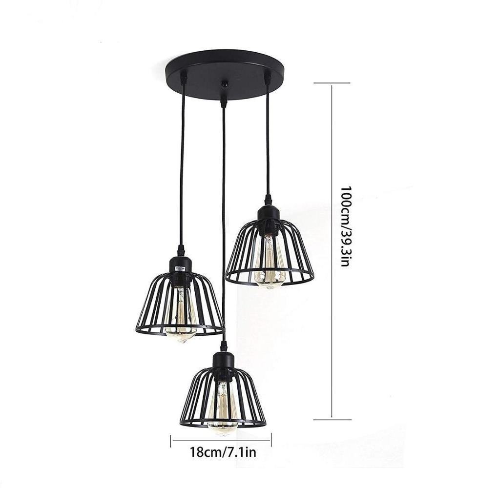 Rustic Industrial 3 Lights Pendant Light Ceiling Hanging Light Fixture Chandelier