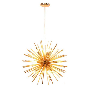 Sputnik Chandeliers 9 Light Modern Gold Starburst Chandelier Mid-Century Pendant Lighting Hanging Ceiling Lights Fixture