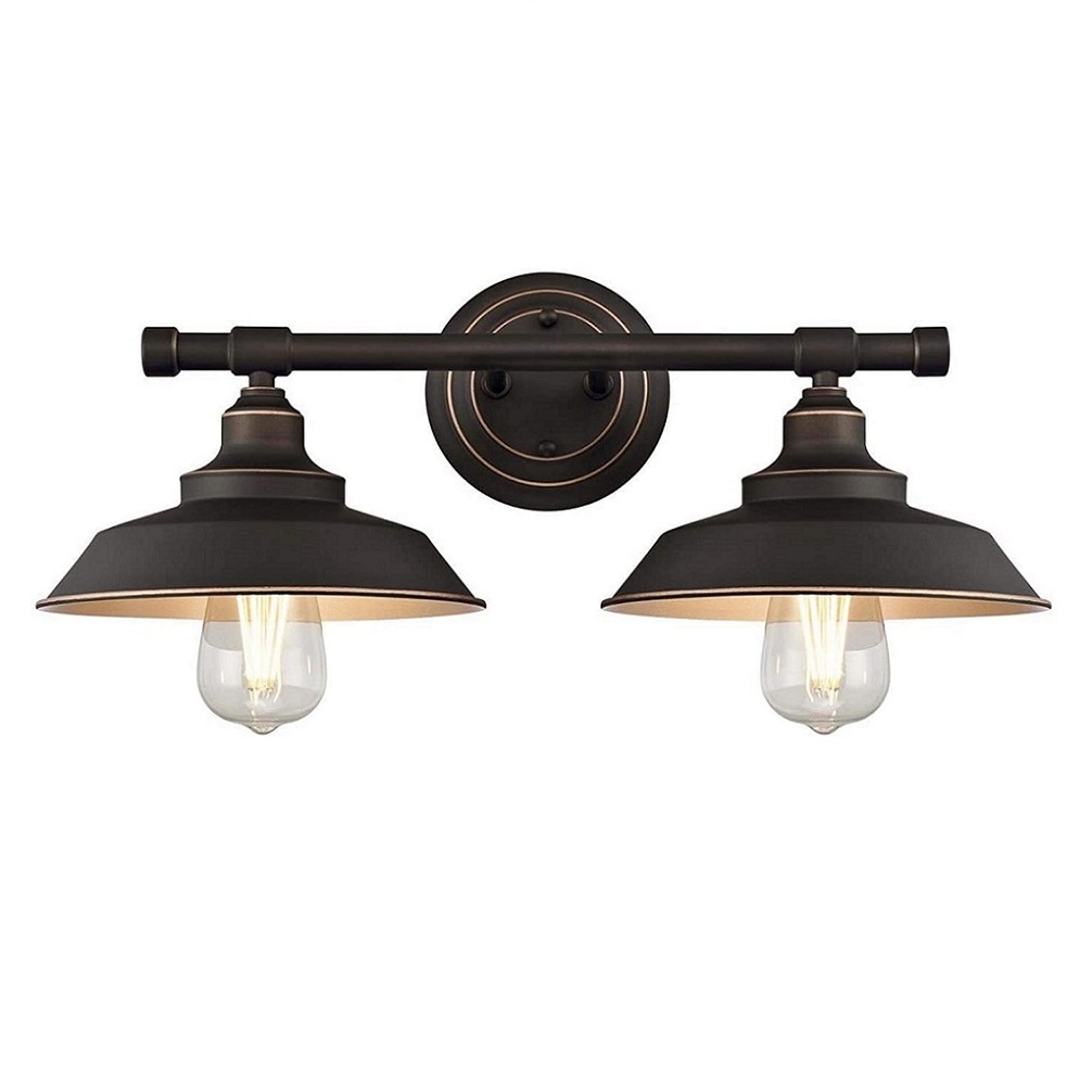 Shinetime Iron Hill Oil Rubbed Bronze Finish Vanity light with Metal Shade Iron Hill (Two-Light Wall light Fixture)