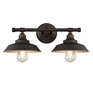 Shinetime Iron Hill Oil Rubbed Bronze Finish Vanity light with Metal Shade Iron Hill (Two-Light Wall light Fixture)