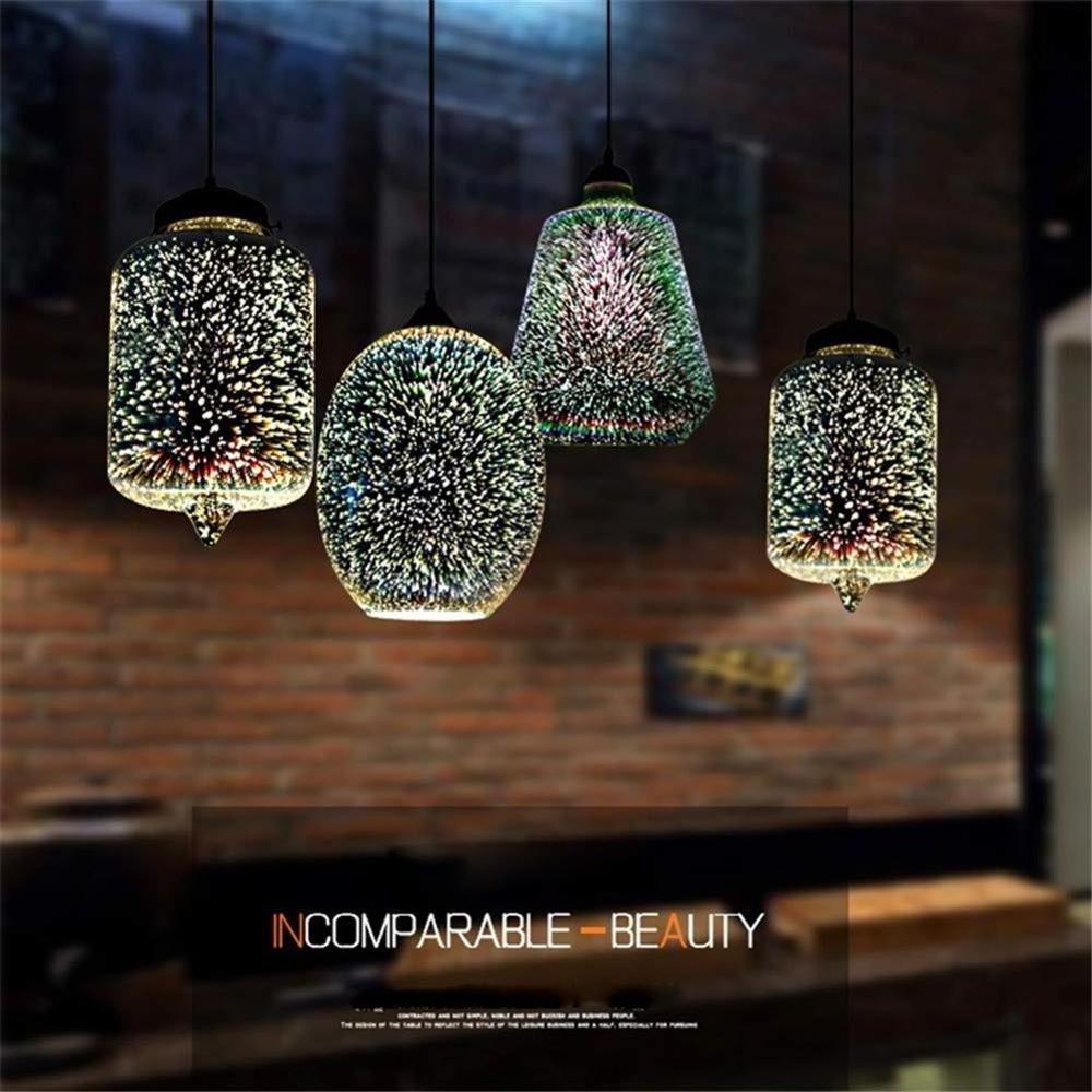 Modern Glass Chandelier 3D Colorful Nordic Starry Sky Ceiling Light Hanging Glass Shade Pendant Lamp Lights