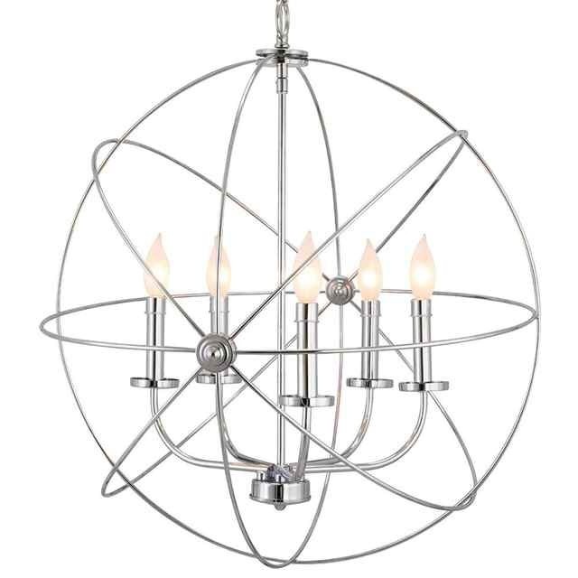 Shinetime Antique Bronze Sphere Cage Globe Flush Mount Chandelier 5 Light