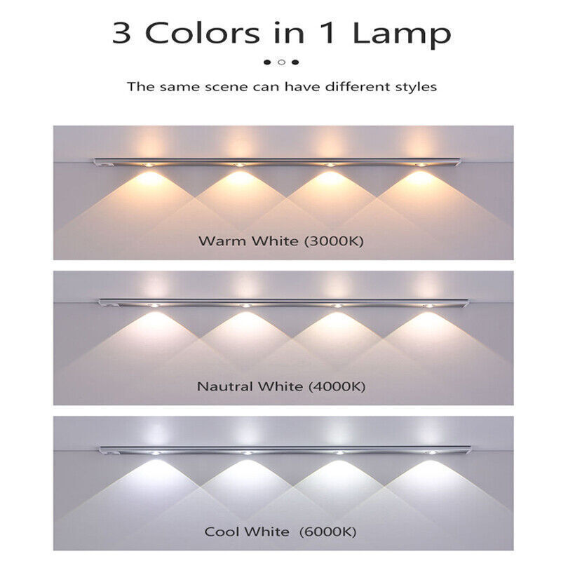 Ultra-thin Rechargeable Night Light Motion Sensor LED Light Wireless Dimmable Lights for Closet Cabinet Kitchen Stairs