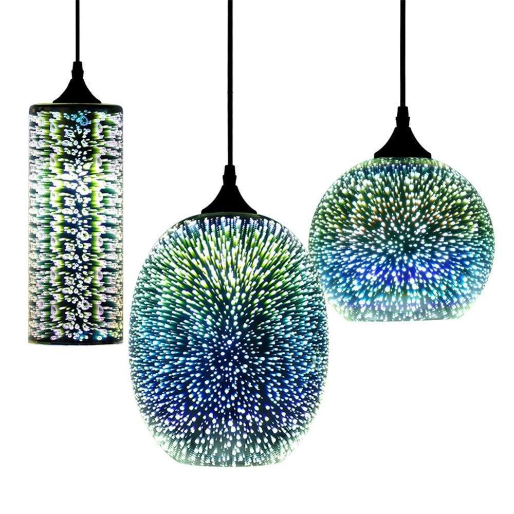 Modern Glass Chandelier 3D Colorful Nordic Starry Sky Ceiling Light Hanging Glass Shade Pendant Lamp Lights