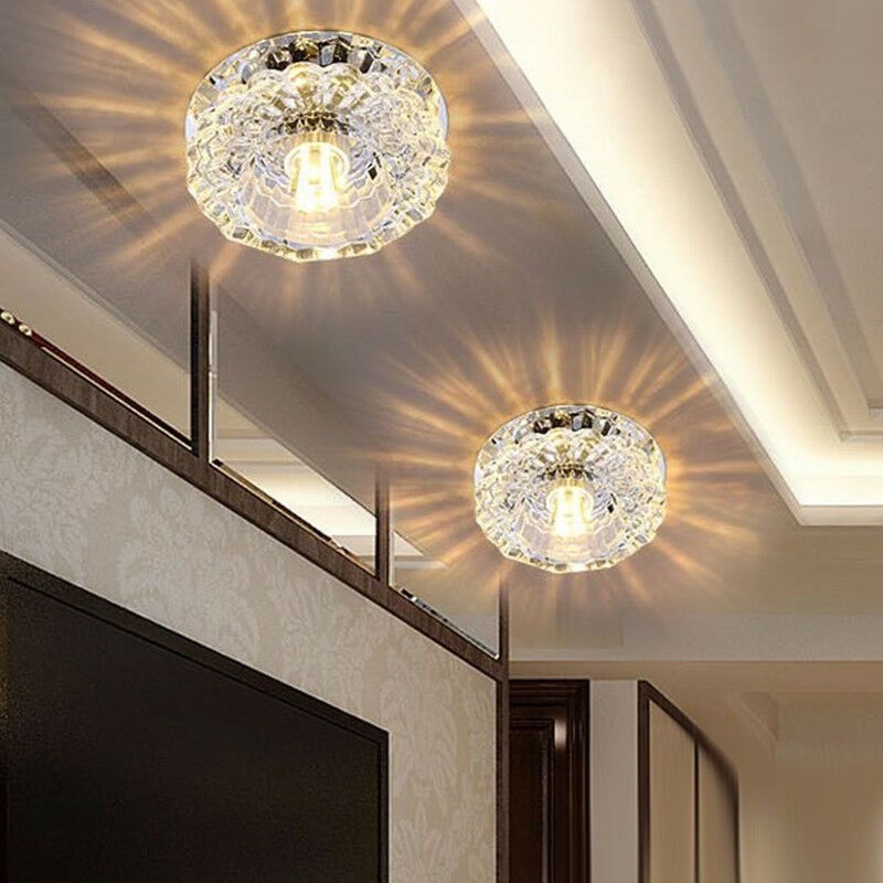 Modern Crystal LED Ceiling Light Fixture Aisle Hallway Pendant Lamp Chandelier