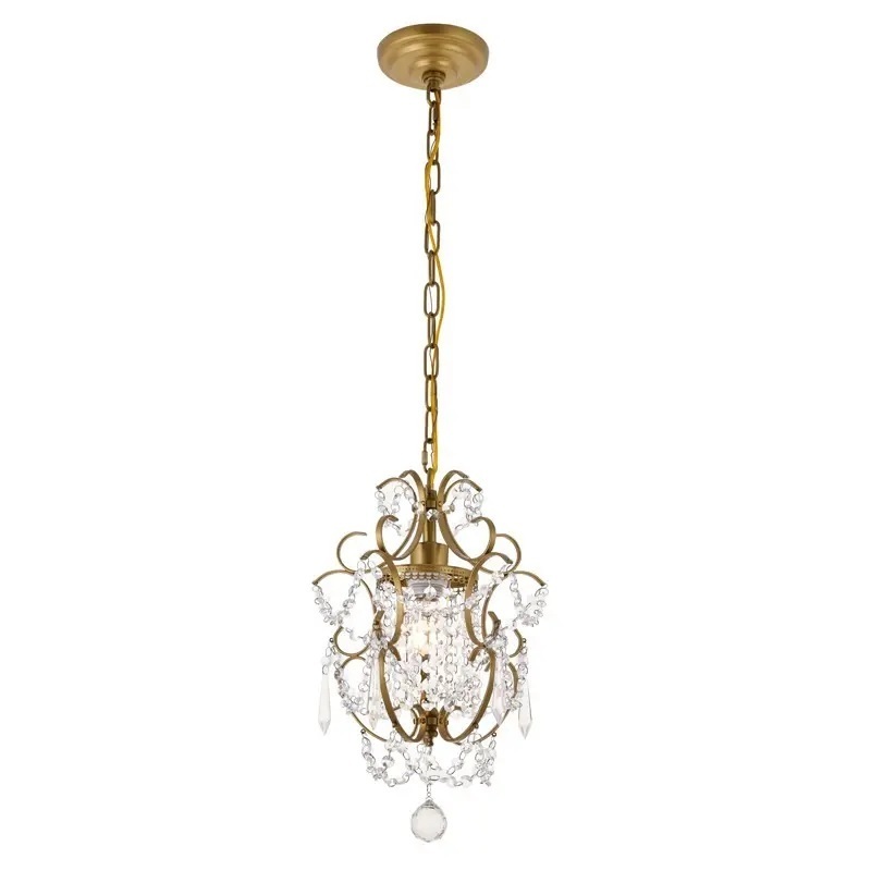 Mini gold Chandelier Crystal Chandelier 1 Light Elegant Chandelier Crystal Iron Ceiling Light Fixture for Bathroom Foyer