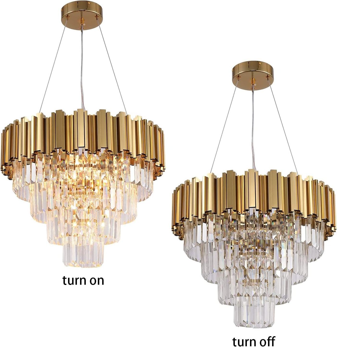 Modern Gold Silver Color Crystal Chandelier Lighting Dining Room Chandelier Light Lantern Entryway Ceiling Hanging Chandelier