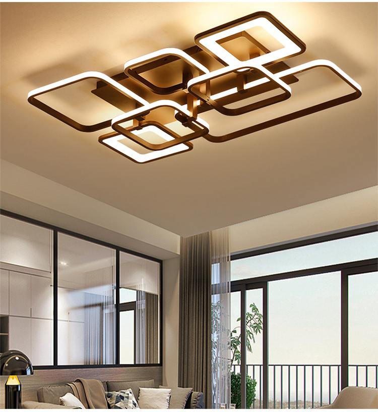 Modern Acrylic Ceiling Lights Square Rings For Living Room Bedroom Home AC85-265V Modern Led Ceiling Lamp Fixtures