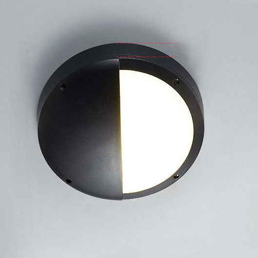 Round aluminum outdoor terrace bedroom lamp modern European corridor lamp black glass ip54 Waterproof LED ceiling light