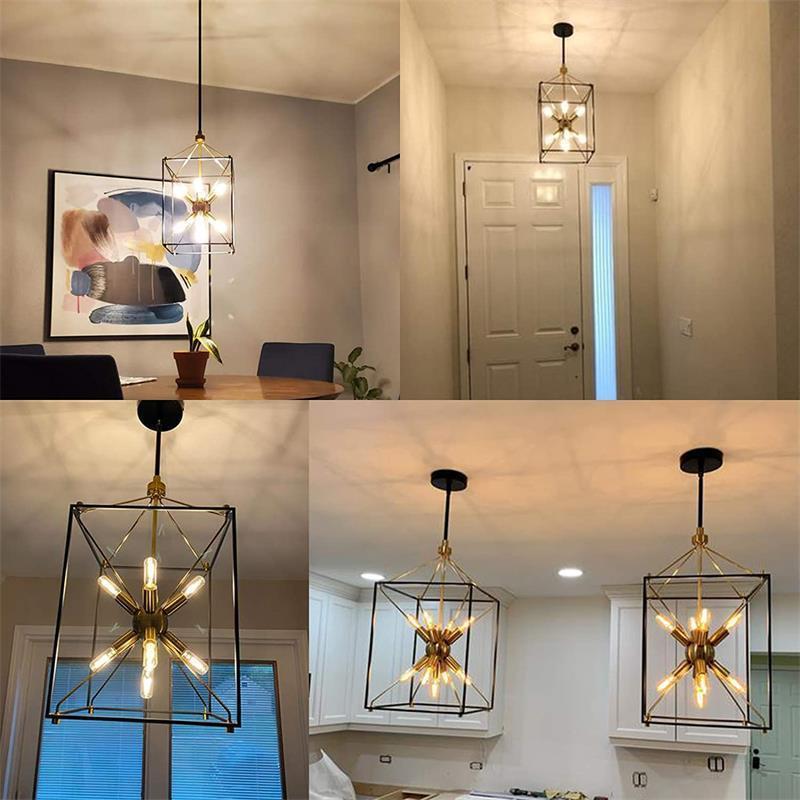 Industrial Geometric Pendant lamp Kitchen Dining Room Foyer Hallway Farmhouse  Lantern Chandeliers Hanging Lighting Fixture