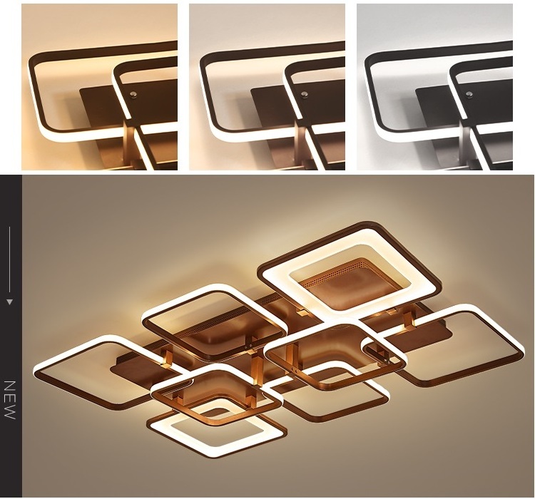 Modern Acrylic Ceiling Lights Square Rings For Living Room Bedroom Home AC85-265V Modern Led Ceiling Lamp Fixtures