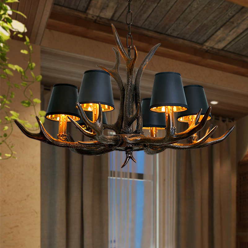 Antlers Vintage Style Resin 6 Light Chandeliers American Rural Countryside Antler Chandeliers Dining Room Deer Horn Chandeliers