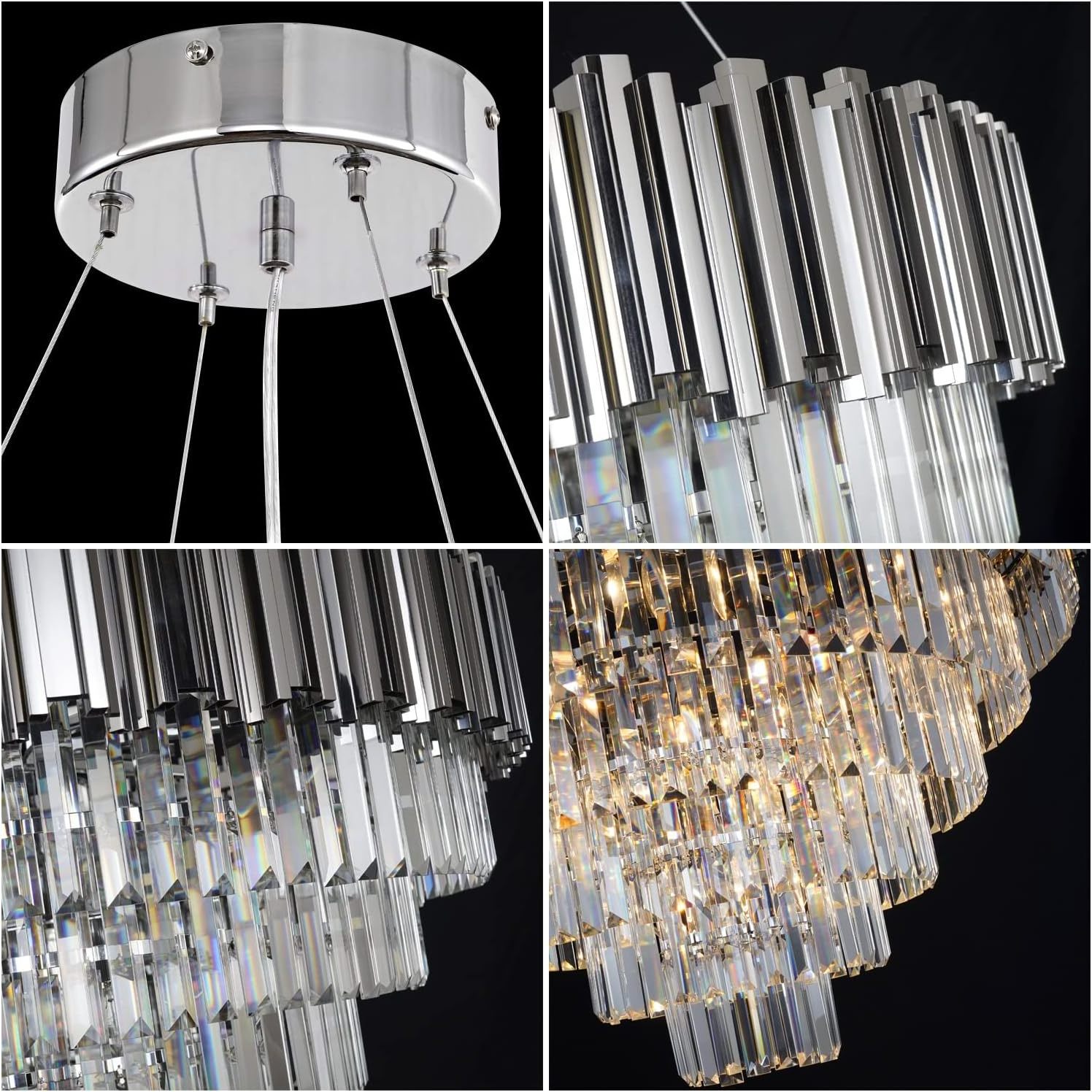 Modern Gold Silver Color Crystal Chandelier Lighting Dining Room Chandelier Light Lantern Entryway Ceiling Hanging Chandelier