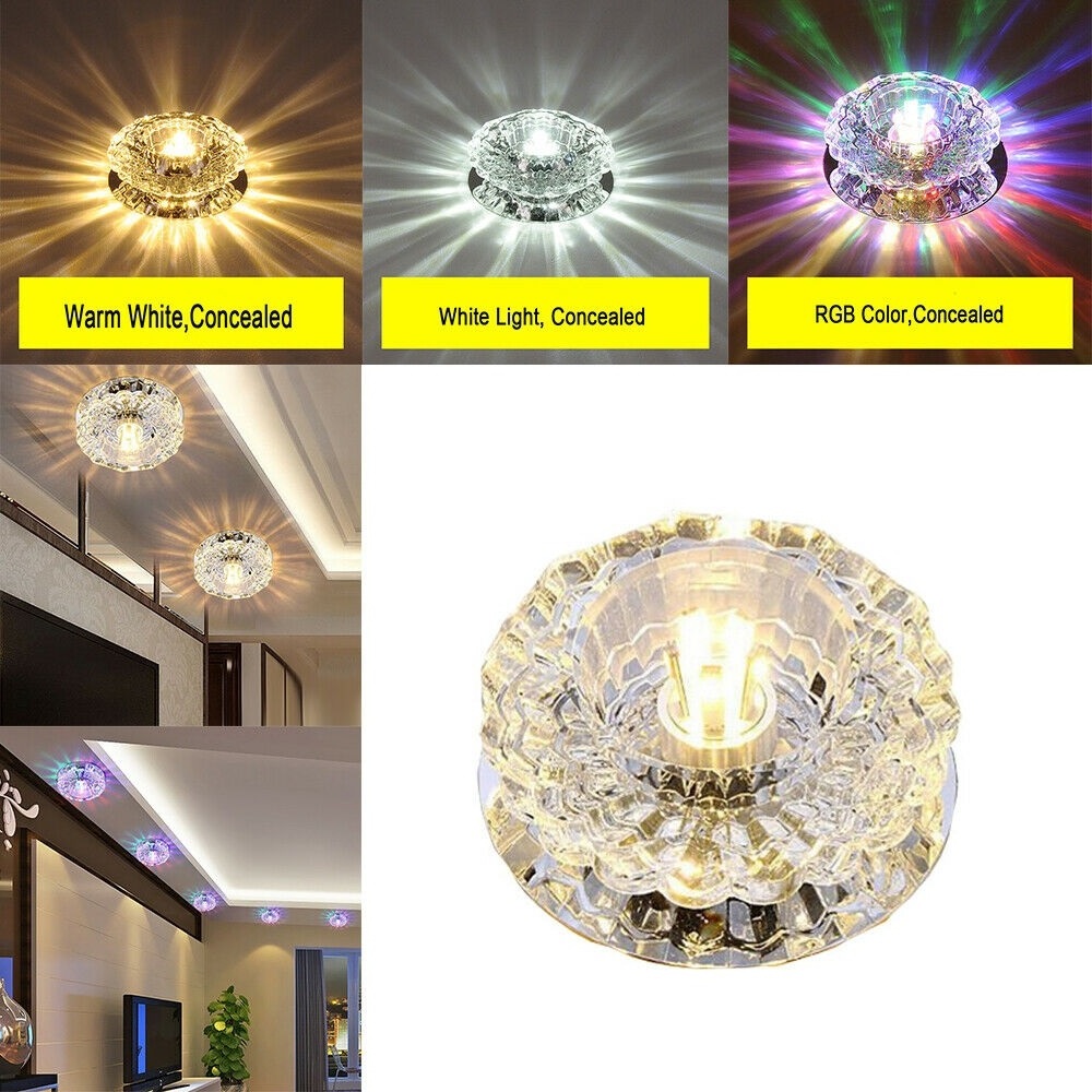 Modern Crystal LED Ceiling Light Fixture Aisle Hallway Pendant Lamp Chandelier