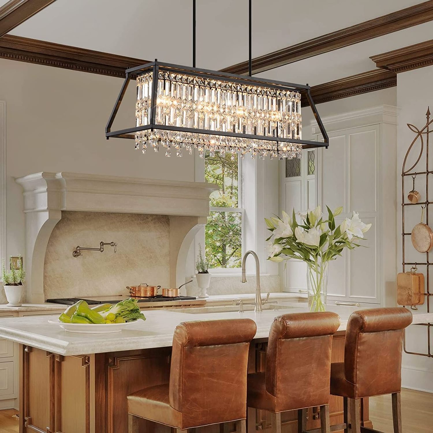 Modern Industrial Black Dining Room Kitchen Island Living Room Farmhouse crystal Hanging Lighting Fixture Chandelier