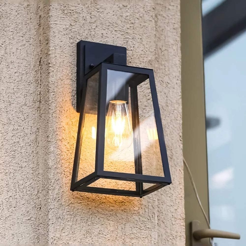 Vintage Black Wall Light Waterproof IP54 Cast Aluminium Glass Outdoor Wall Light Retro E27 Country House Garden Lamp